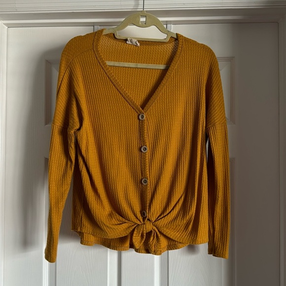 BiBi Tops - Yellow Henley Top